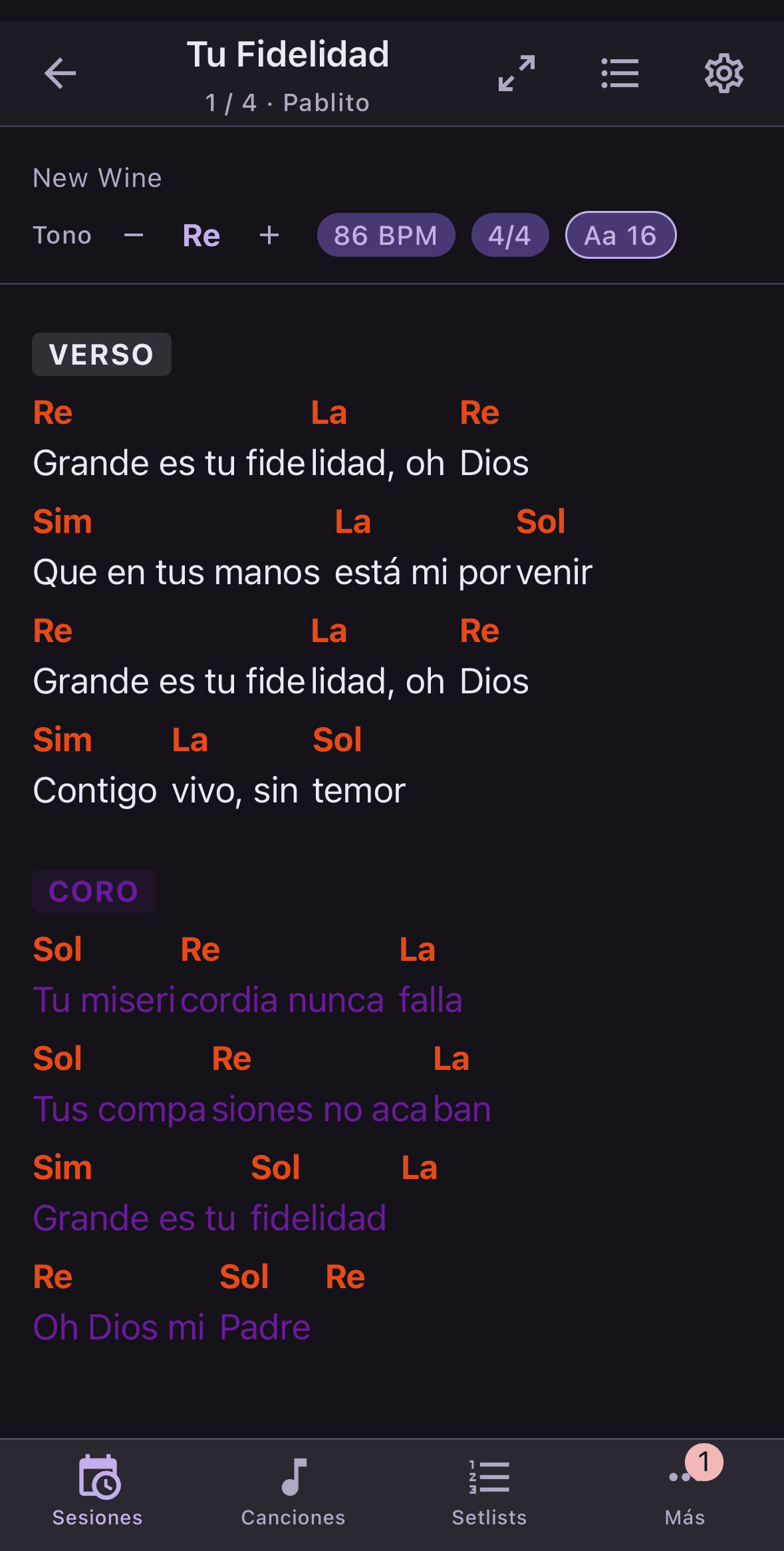 Acordes y letra